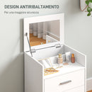 Consolle Trucco 50x40x113,5 cm con Specchio Ribaltabile 2 Cassetti e Sgabello a Scomparsa in Legno Bianco  