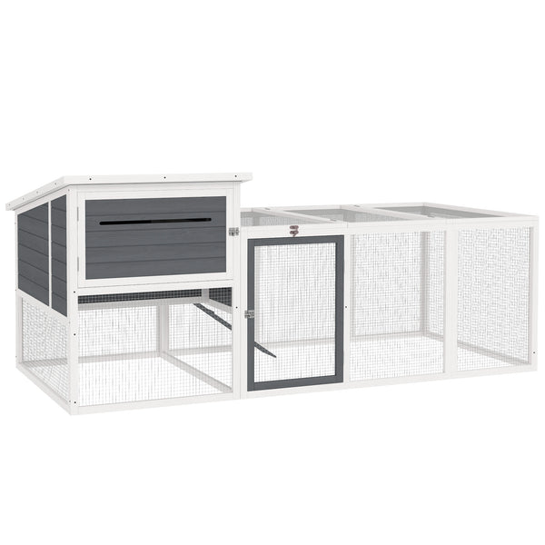 Pollaio da Giardino con Nido per Cova e Area Esterna 214x101x 91,5 cm Grigio prezzo