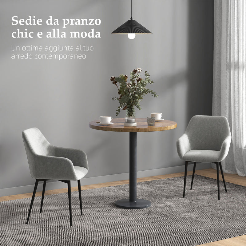 Set 2 Sedie Imbottite Stile Nordico 54x57x80 cm Tessuto Effetto Velluto Grigio Scuro 