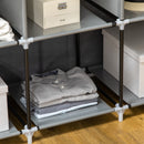 Armadio Guardaroba da Campeggio 125x43x162,5 cm con 8 Ripiani e 2 Barre Grigio Carbone   