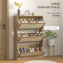 Scarpiera 3 Ante 18 Paia di Scarpe in Legno e Rattan 80x25x120 cm Marrone 