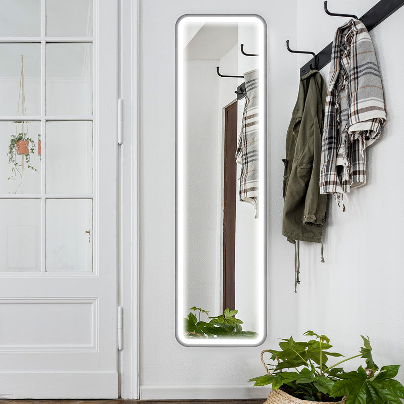 Specchio da Parete Touch con Illuminazione LED Regolabile 40x3x120 cm in Metallo Nero  