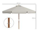 Ombrellone da Giardino Ø325x250 cm in Bambù e Poliestere Grigio  