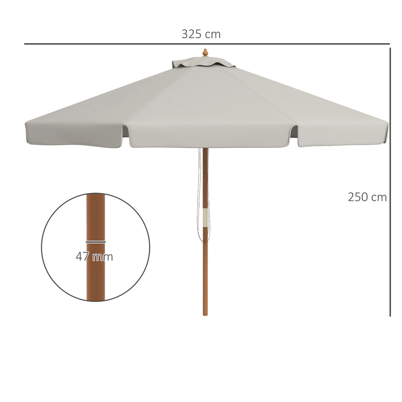 Ombrellone da Giardino Ø325x250 cm in Bambù e Poliestere Grigio  