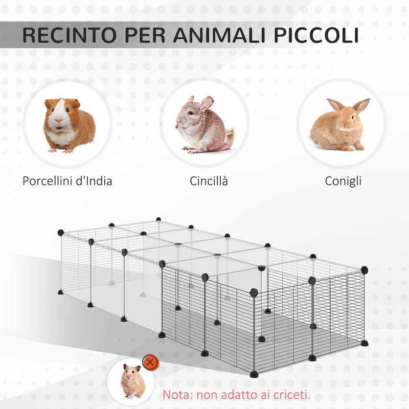 Recinto per Animali Modulabile 140x70x70 cm con Pannelli 35x35 cm in Acciaio e PP Nero  