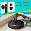 Base per Ombrellone Rotonda da 18kg Ø45x36 cm in HDPE Cemento e Acciaio Nero   