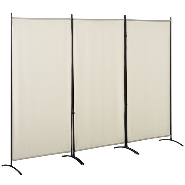 sconto Paravento Separé da Interno a 3 Pannelli Pieghevole 253x50x182 cm in Metallo e Poliestere Beige