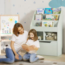 Libreria per Bambini con Ripiani Mensole e Cassetto 60x29,9x90 cm in MDF Verde 
