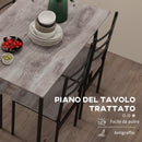 Set Tavolo Rettangolare con Sedie in MDF e Acciaio Nero e Marrone