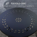 Tavolino da Giardino con Intagli a Fiori e Foglie Ø40x50 cm in Acciaio Nero 