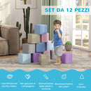 Set 12 Cubi Morbidi per Bambini 20x20x20cm in PU ed EPE Multicolore Chiaro  