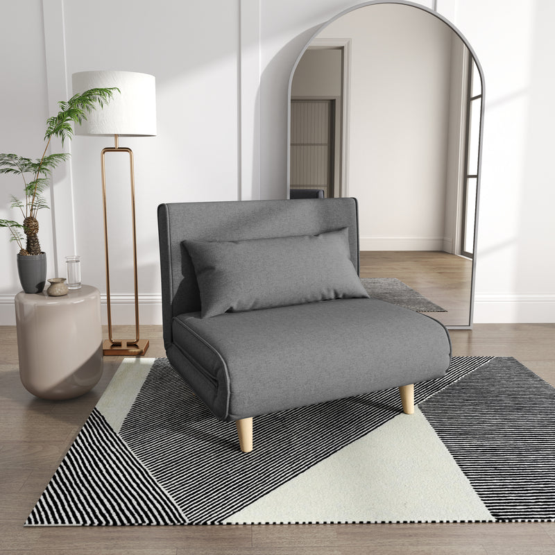 Poltrona Letto con Schienale Reclinabile su 6 Posizioni 94x78x80 cm in Tessuto Grigio  