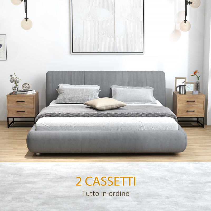 Set 2 Comodini Stile Industriale 40x39,5x48 cm in Legno e Acciaio   