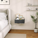 Comodino Sospeso Moderno 40x30x15 cm con Cassetto in Legno Nero   