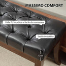 Panca Fondo Letto Imbottita con Design a Bottoni e Gambe Ricurve 120x38x46 cm in Pelle PU e Legno Nero