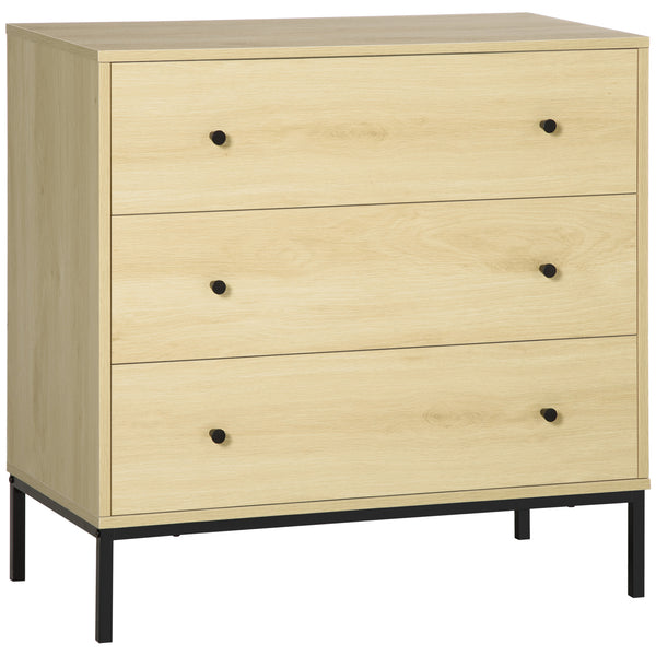 online Kommode mit 3 Schubladen 80x40x78 cm in Stahl und Naturholz