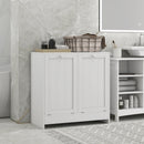 Mobile Portabiancheria con 2 Scomparti a Ribalta 66x33x68 cm in Legno Bianco