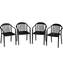 Set 4 Sedie da Giardino 57x54x78 cm Impilabili con Schienale Alto in PP Nero