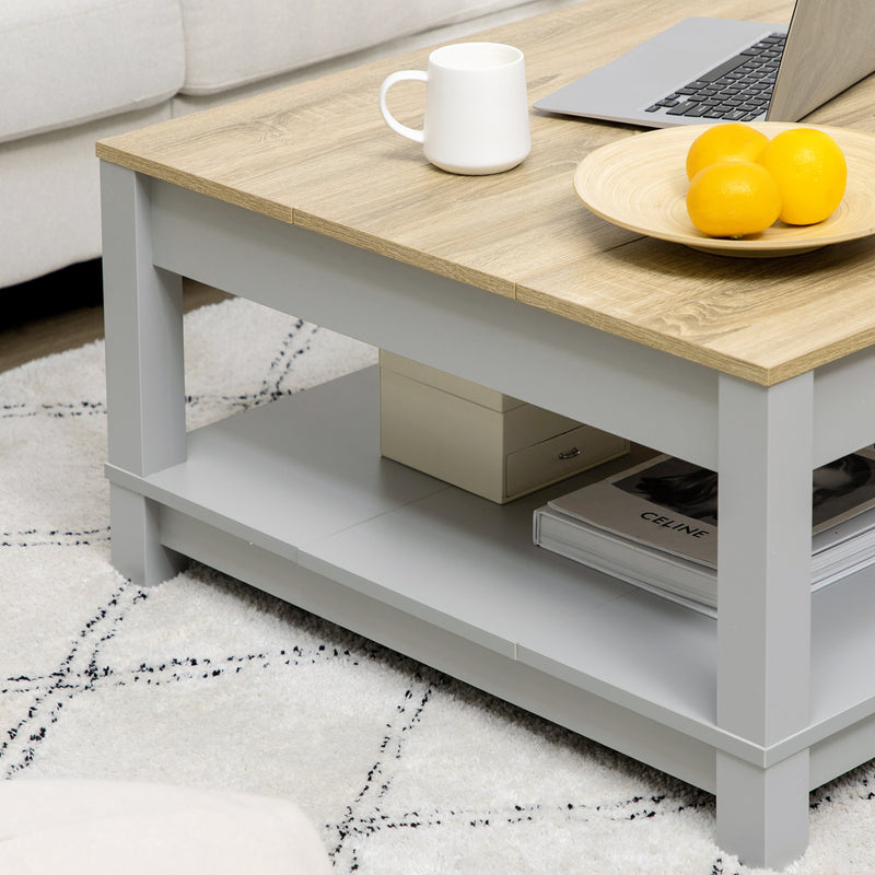 Tavolino da Caffè 80x80x42,5 cm con Ripiano in Truciolato  Grigio e Legno