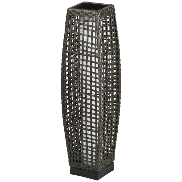 Lampada Solare da Giardino con Pannello di Ricarica 21x21x78 cm in Acciaio e Rattan Nero e Grigio online