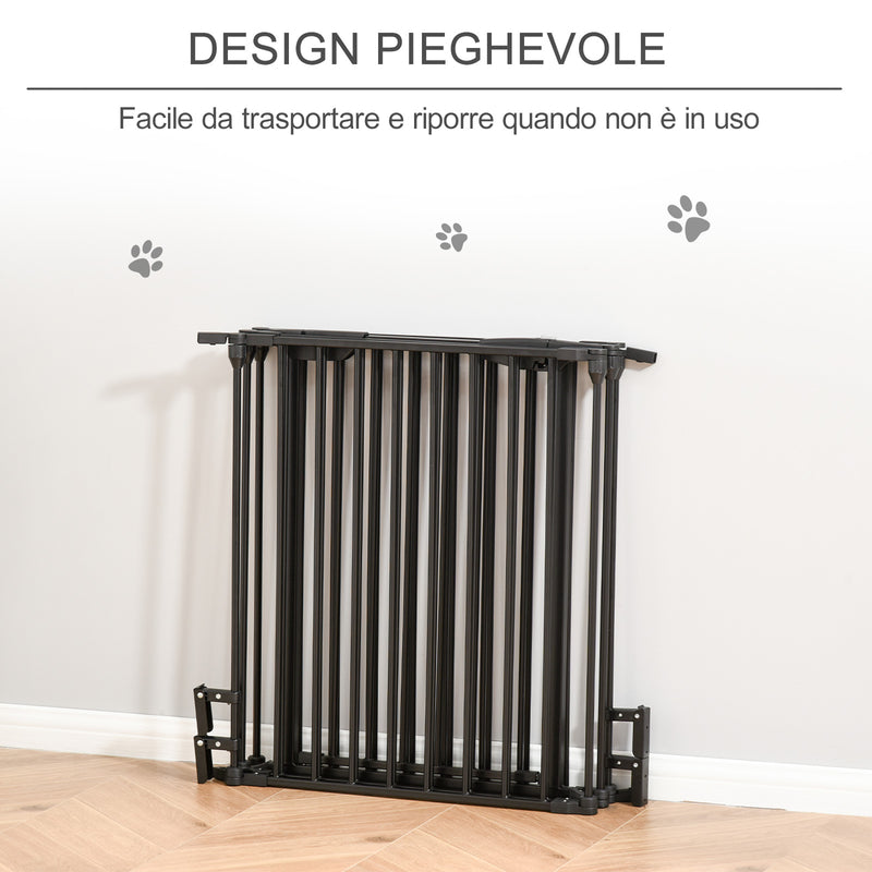 Cancellino per Cani Taglia Piccola e Media Pieghevole a 5 Pannelli 300x3x74,5 cm in Metallo e Plastica Nero