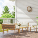 Set 4 Pezzi da Esterno 2 Divani con Cuscini e 2 Tavolini in Rattan PE Colore Legno   