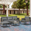 Set Salotto da Giardino Divano Angolare Poltrona e Tavolino in Rattan PE Grigio