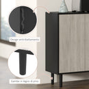 Credenza Moderna con 2 Armadietti 121x37x75 cm Nero e Grigio 