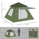 Tenda da Campeggio per 2 Persone Impermeabile 210x210x150 cm con Veranda Verde   