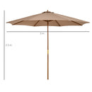 Ombrellone da Giardino Ø300x250H cm Palo in Legno e 8 Stecche Cachi  