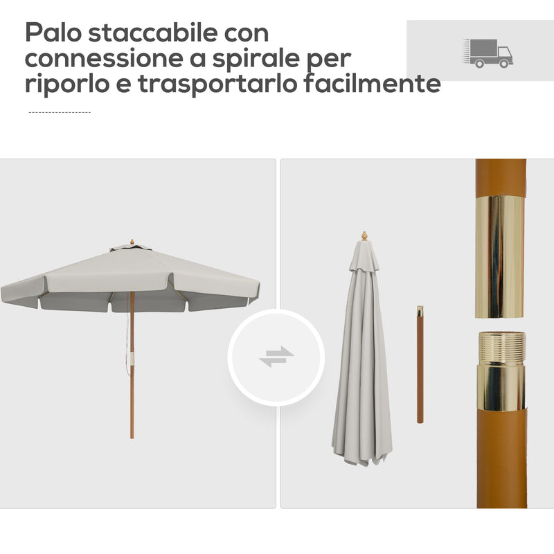 Ombrellone da Giardino Ø325x250 cm in Bambù e Poliestere Grigio  