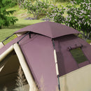 Tenda da Campeggio 2 Posti con 2 Finestre e Gancio 225x190x130 cm in Poliestere e Fibra di Vetro Cachi