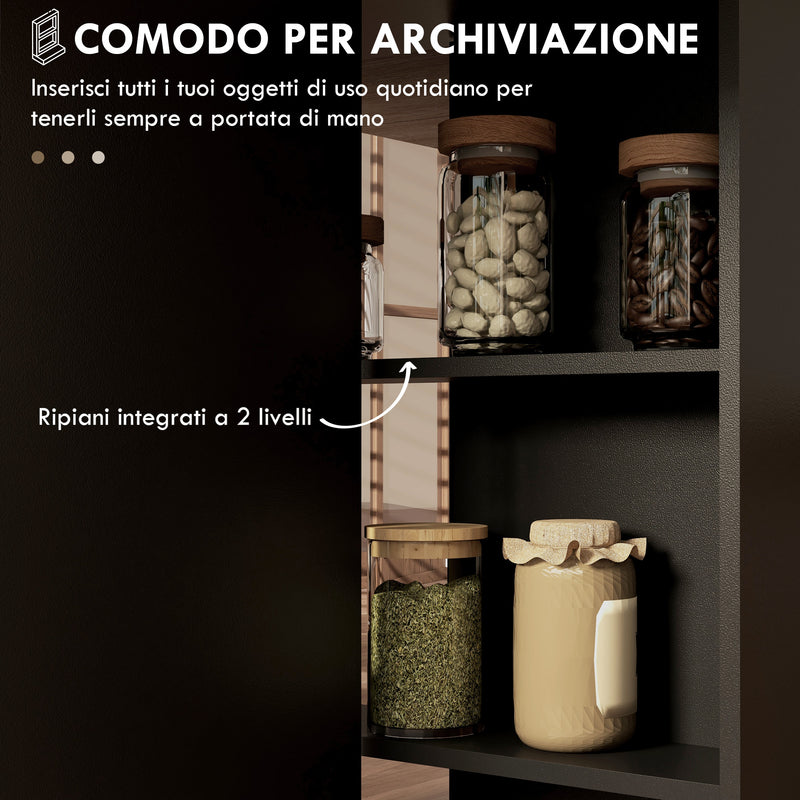 Tavolo Pieghevole Salvaspazio 140x75x74 cm con Ruote e Ripiani Rovere e Nero  