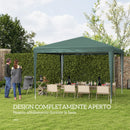Gazebo da Giardino 293x293x252H cm Pieghevole e Portatile con Copertura Anti UV Verde   