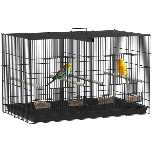 acquista Gabbia per Uccelli 94x57x57 cm con Divisorio in Acciaio e PP Nero