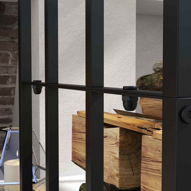 Legnaia con Tetto 185x67x185 in Metallo Nero