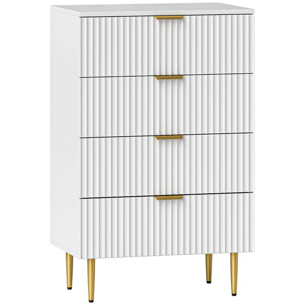 prezzo Cassettiera 4 Cassetti Moderna con Maniglie Dorate 60x40x96 cm Bianco
