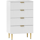 Cassettiera 4 Cassetti Moderna con Maniglie Dorate 60x40x96 cm Bianco 