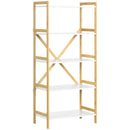 Scaffalatura a 5 Piani 70x37,5x150 cm in Bamboo e MDF Bianco