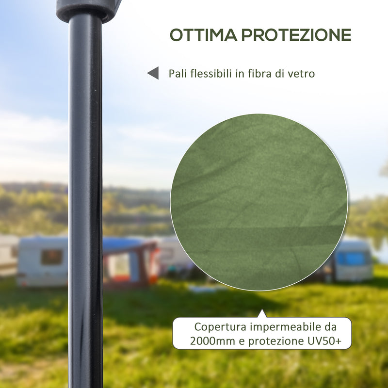 Tenda da Campeggio per 2 Persone Impermeabile 210x210x150 cm con Veranda Verde   