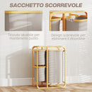 Cesto Portabiancheria con 3 Scomparti Estraibili in Tessuto color Crema e Struttura in Bambù 50x32x69,7 cm   