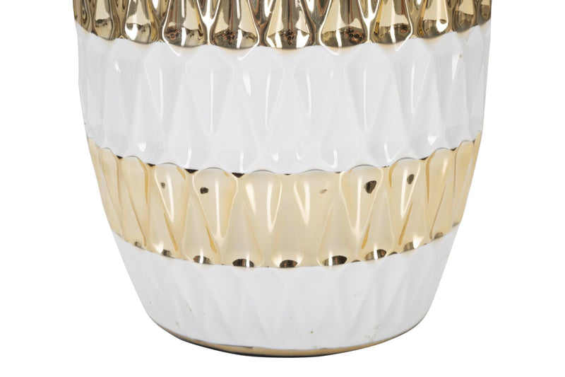 Lampada da Tavolo Glam Mix 33x50x33 cm in Ceramica Bianco/Oro-4