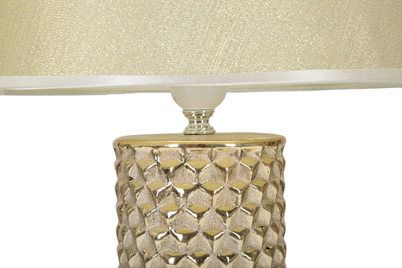 Lampada da Tavolo Glam Gold 30x47,5x30 cm in Ceramica Bianco/Oro-2
