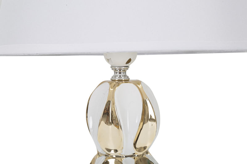 Lampada da Tavolo Glam Balls 28x46x28 cm in Ceramica Bianco/Oro-2
