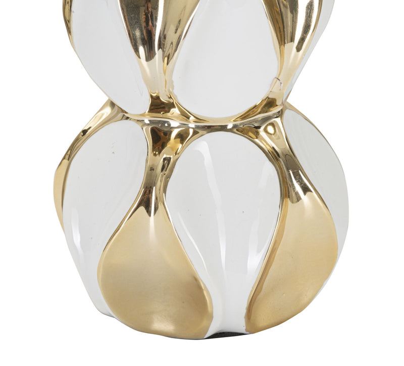Lampada da Tavolo Glam Balls 28x46x28 cm in Ceramica Bianco/Oro-4