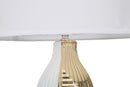 Lampada da Tavolo Glam Line 33x54x33 cm in Ceramica Bianco/Oro-2