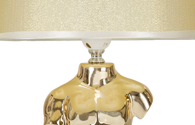Lampada da Comodino Glam Man 25x42,5x25 cm in Ceramica Oro-4