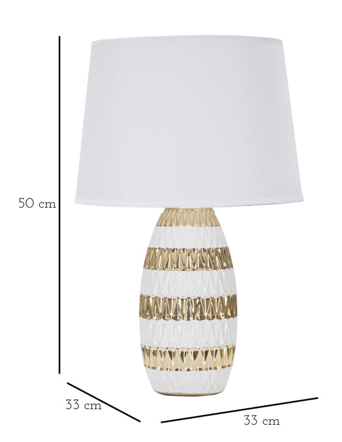 Lampada da Tavolo Glam Mix 33x50x33 cm in Ceramica Bianco/Oro-6