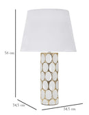 Lampada da Tavolo Glam Carv 34,5x56x34,5 cm in Ceramica Bianco/Oro-6