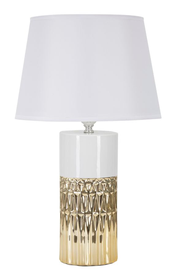 Lampada da Tavolo Glam Elegant 30x48,5x30 cm in Ceramica Bianco/Oro sconto